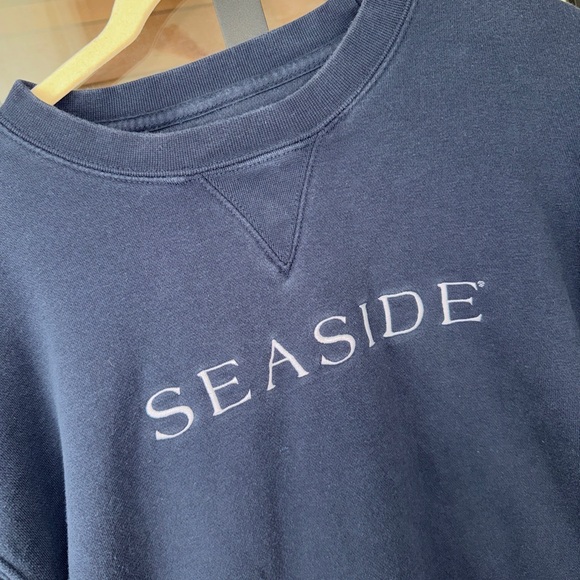 Seaside 30A embroidered crewneck pullover navy sweatshirt long sleeve unisex - Picture 3 of 7